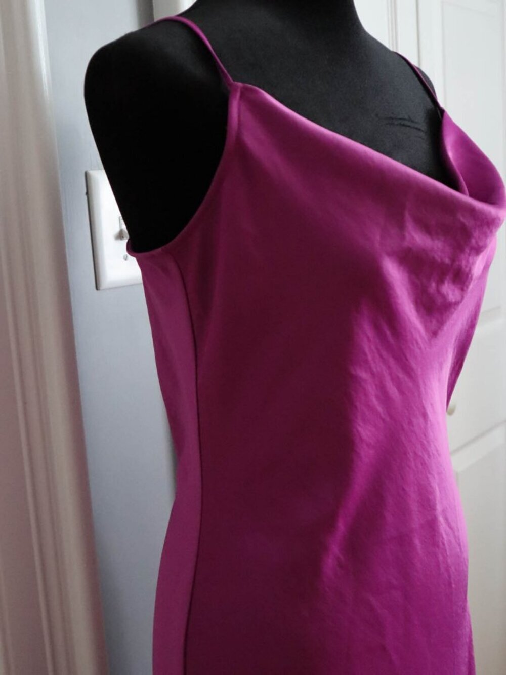 Loft Cowl Neck Maxi Slip Dress Sleeveless Purple Magenta Sz 8 Cocktail Wedding - Picture 5 of 7
